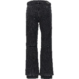 Black Cotton Flared Jeans