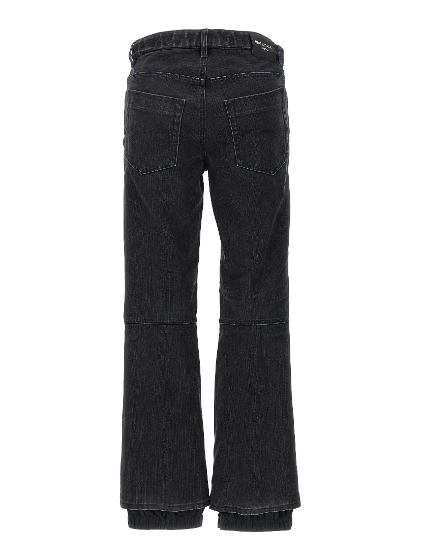 Black Cotton Flared Jeans