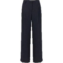 Blue Viscose Casual Pants