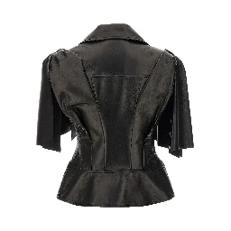 Black Lamb Leather Sleeveless Jacket