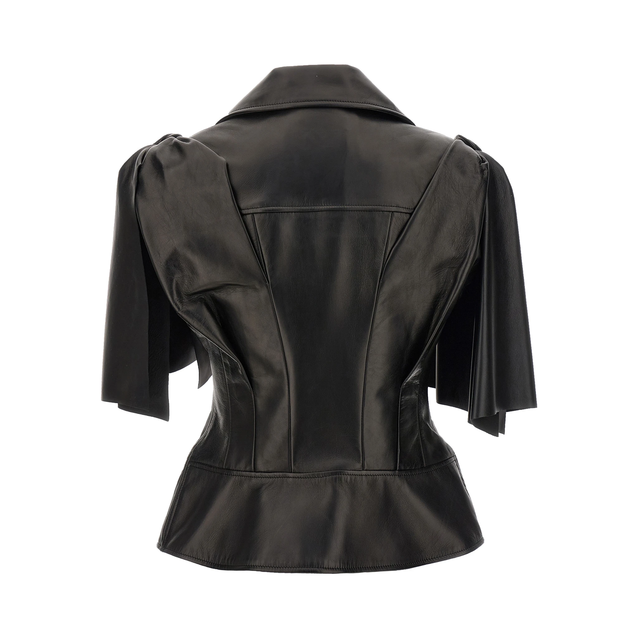 Black Lamb Leather Sleeveless Jacket