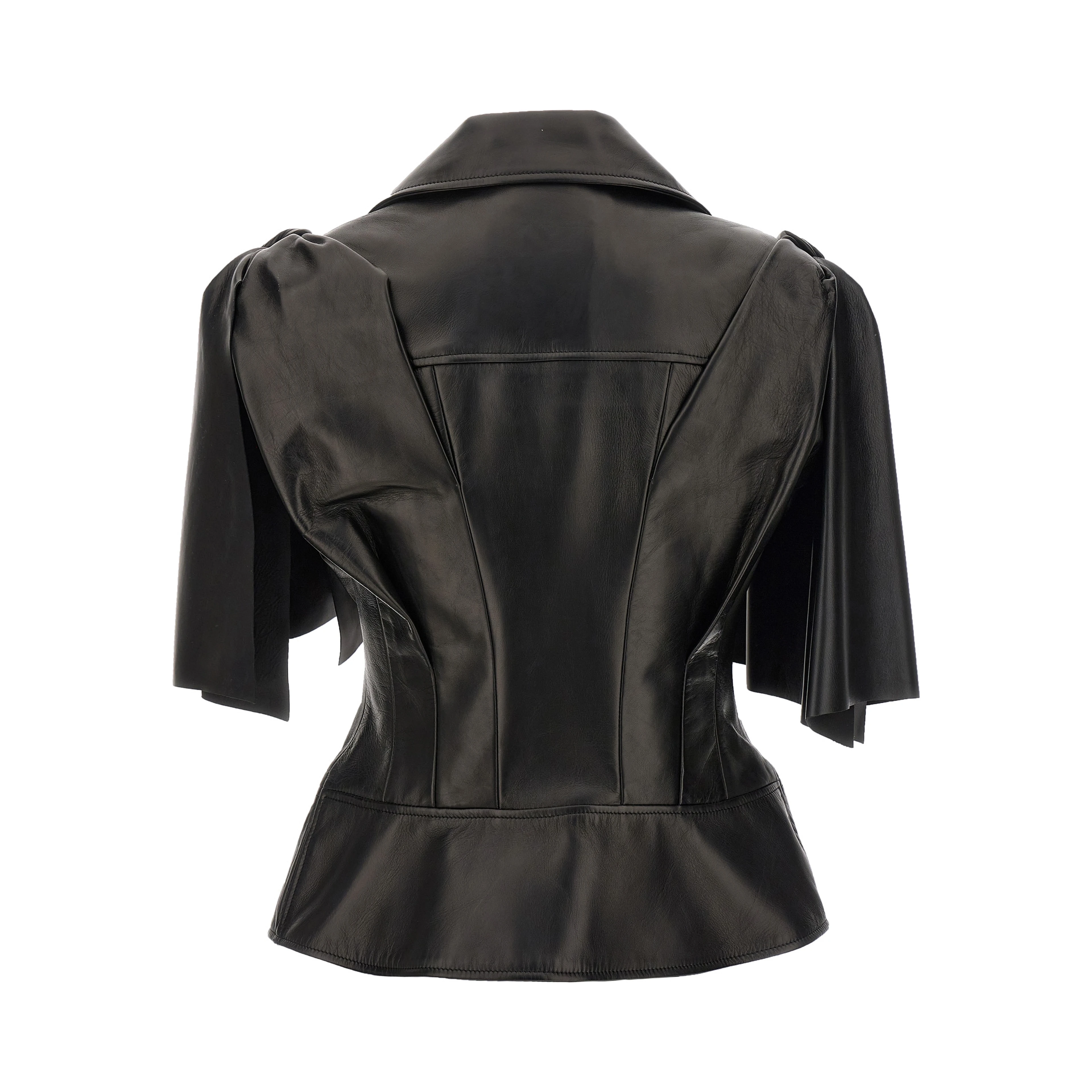 Black Lamb Leather Sleeveless Jacket