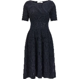 Blue Viscose Midi Dress