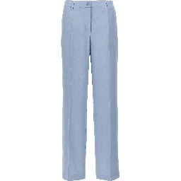 Blue Viscose Casual Pants