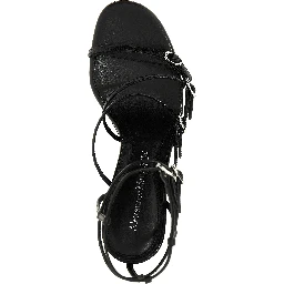 Black Lambskin Stiletto Heel Sandals