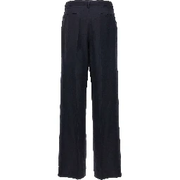 Blue Viscose Casual Pants
