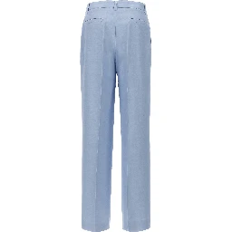 Blue Viscose Casual Pants