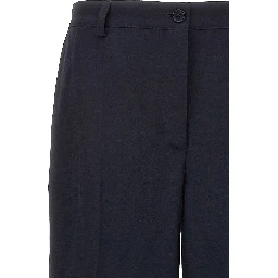 Blue Viscose Casual Pants