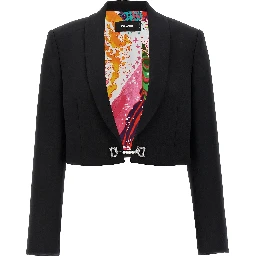 Black Polyester Full-Length Jacket