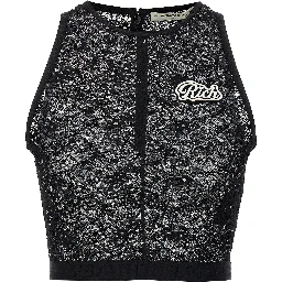 Black Polyamide Sleeveles T-Shirt