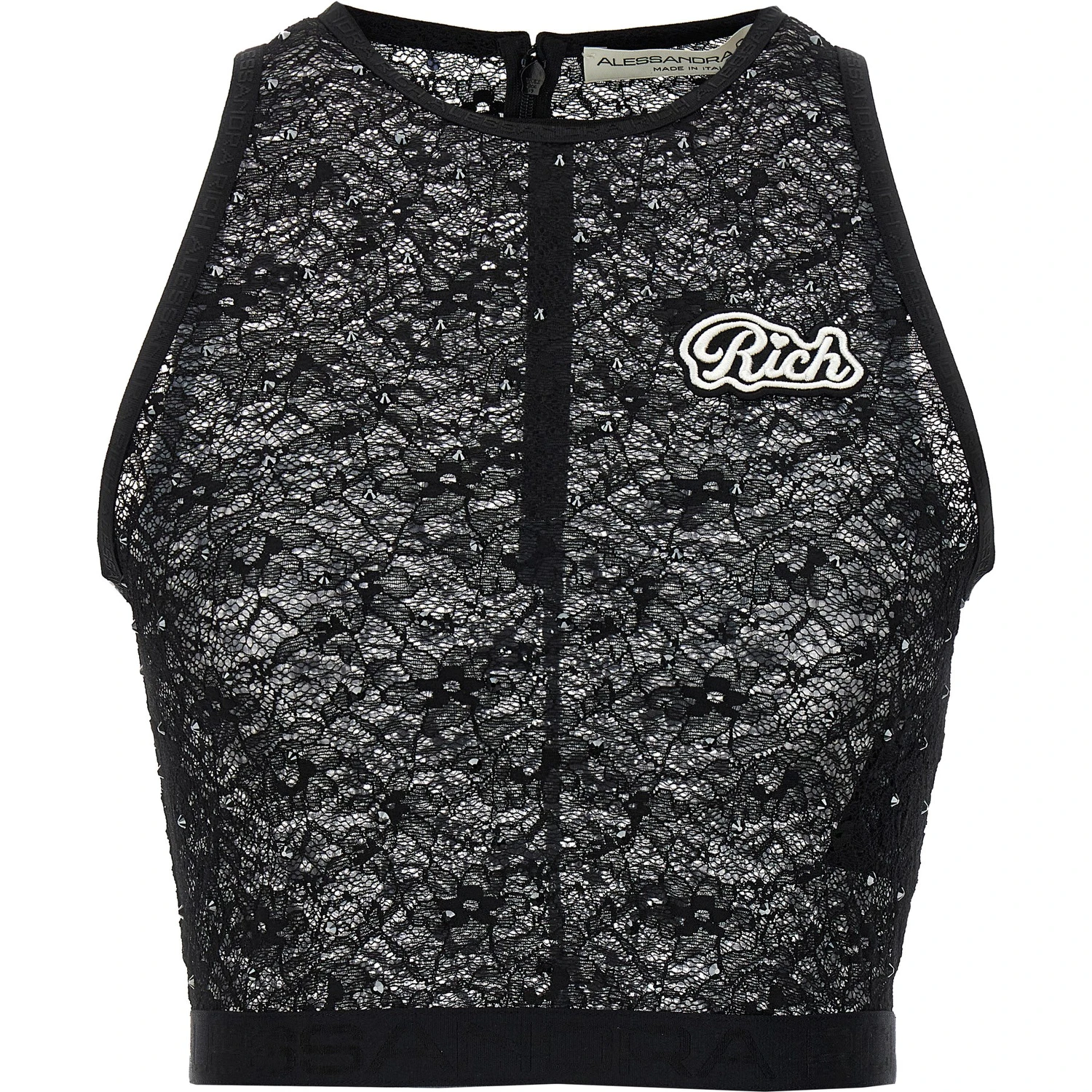 Black Polyamide Sleeveles T-Shirt