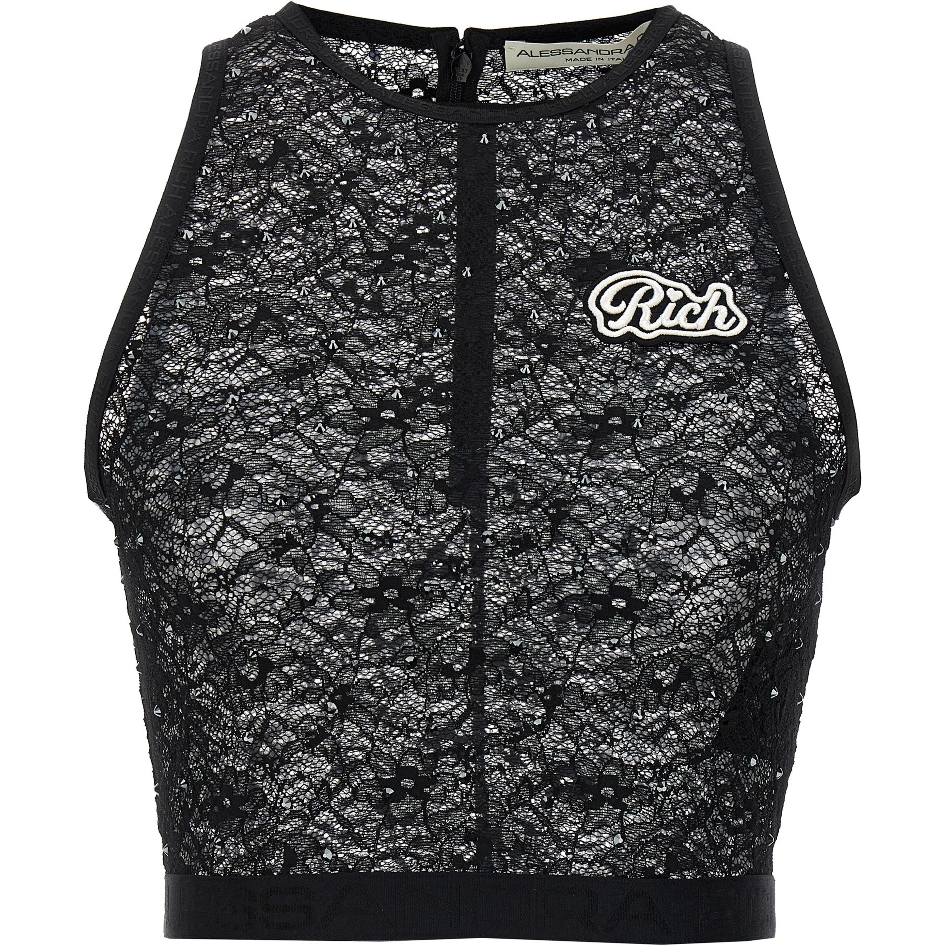 Black Polyamide Sleeveles T-Shirt