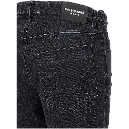 Black Cotton Flared Jeans