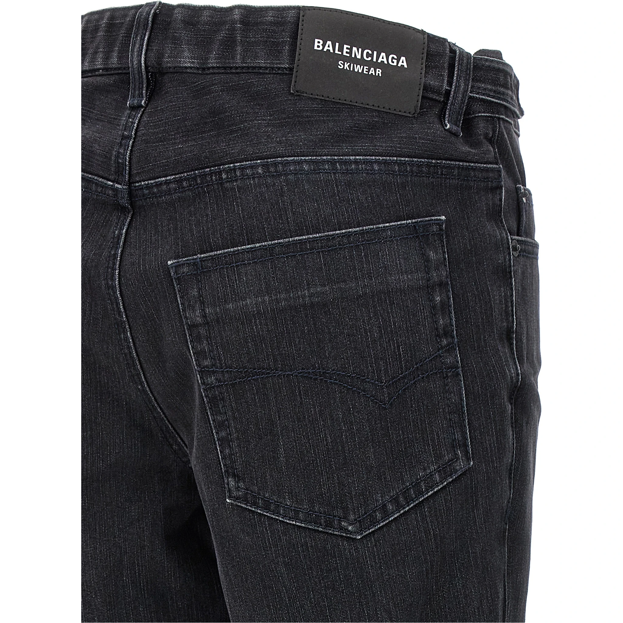 Black Cotton Flared Jeans
