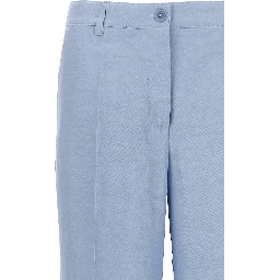 Blue Viscose Casual Pants