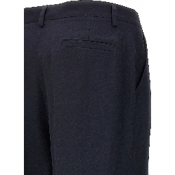 Blue Viscose Casual Pants