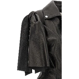 Black Lamb Leather Sleeveless Jacket