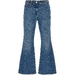 Blue Cotton Flared Jeans