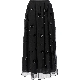Black Silk Midi Skirt