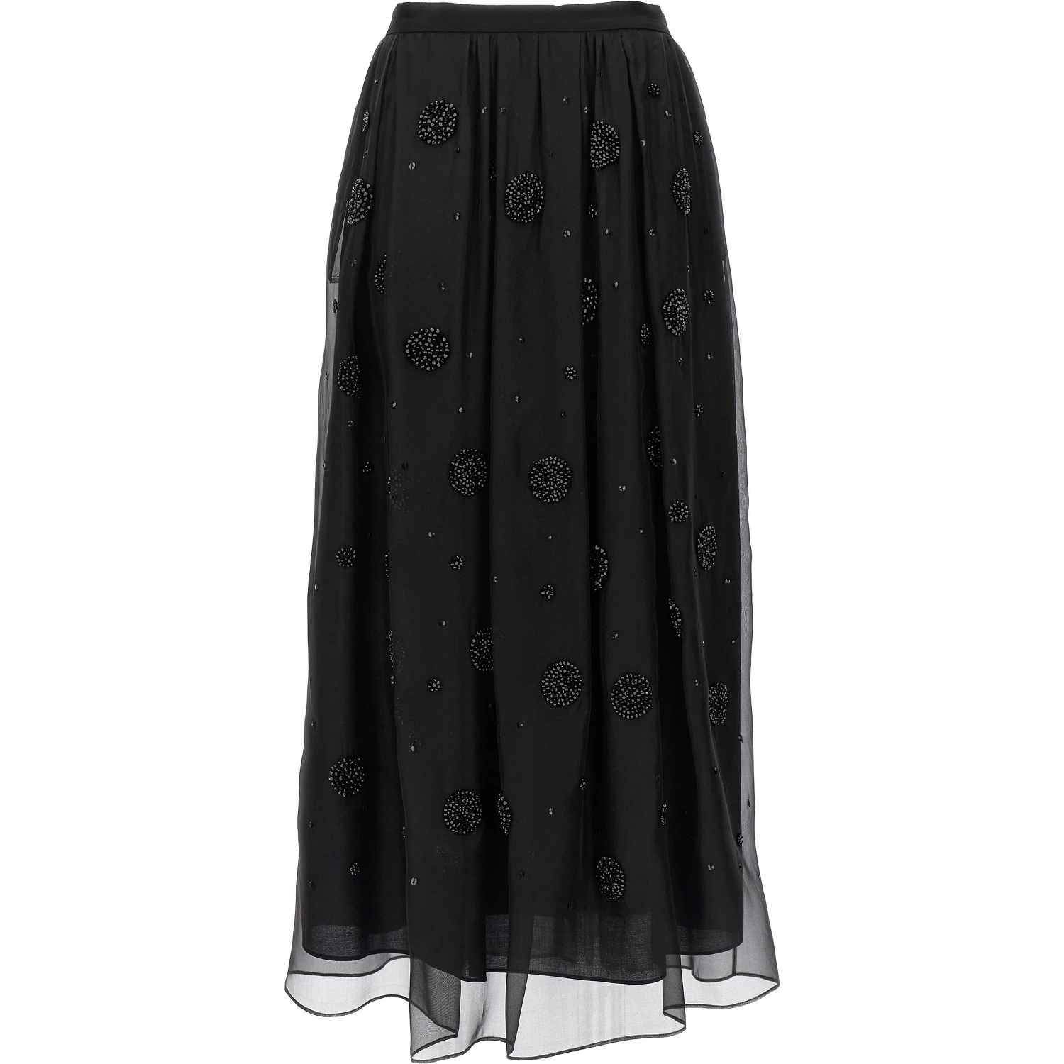 Black Silk Midi Skirt