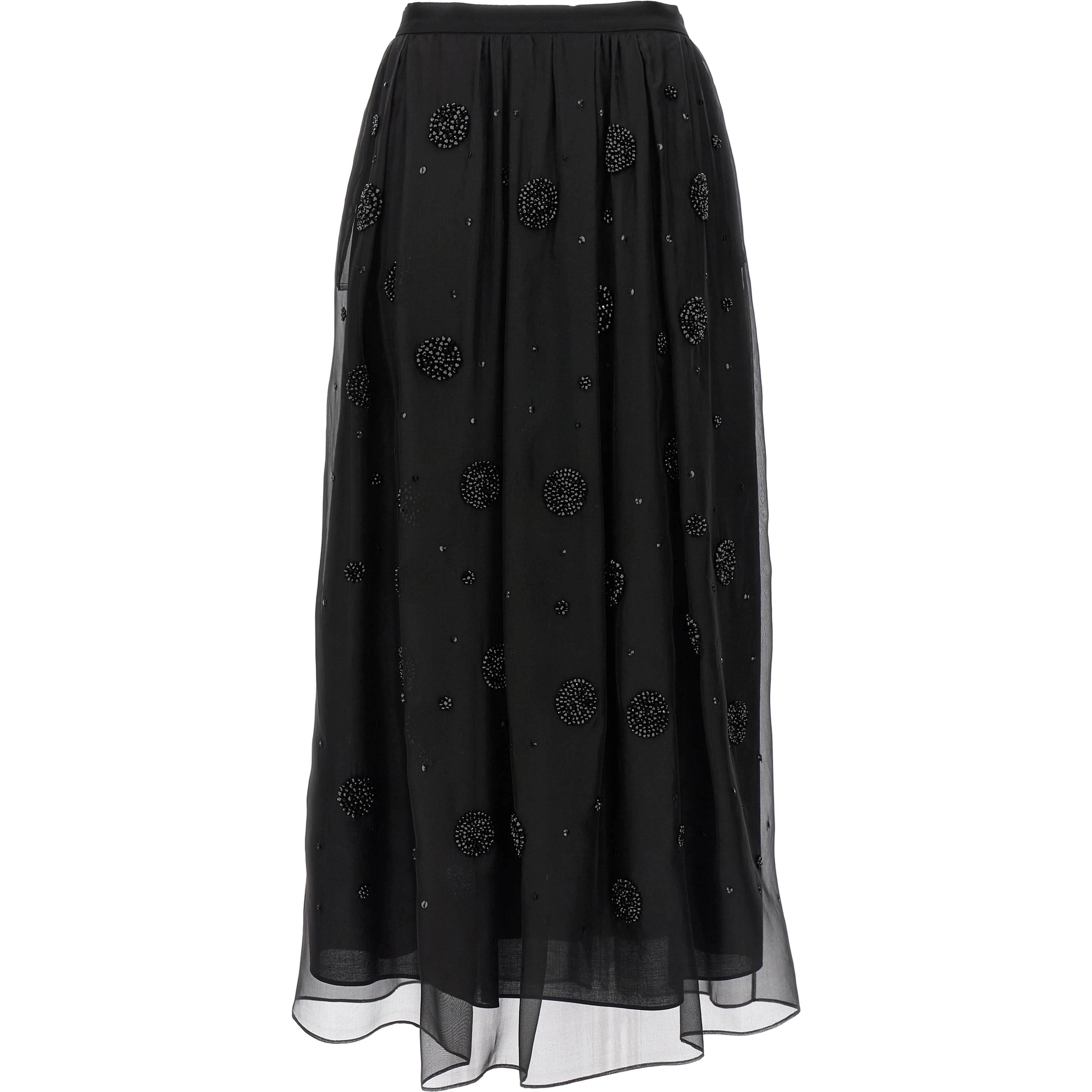 Black Silk Midi Skirt