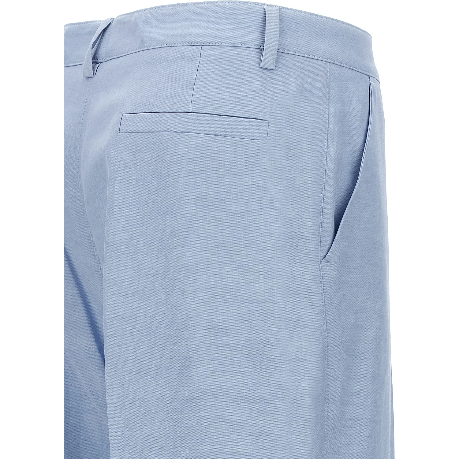 Blue Viscose Casual Pants