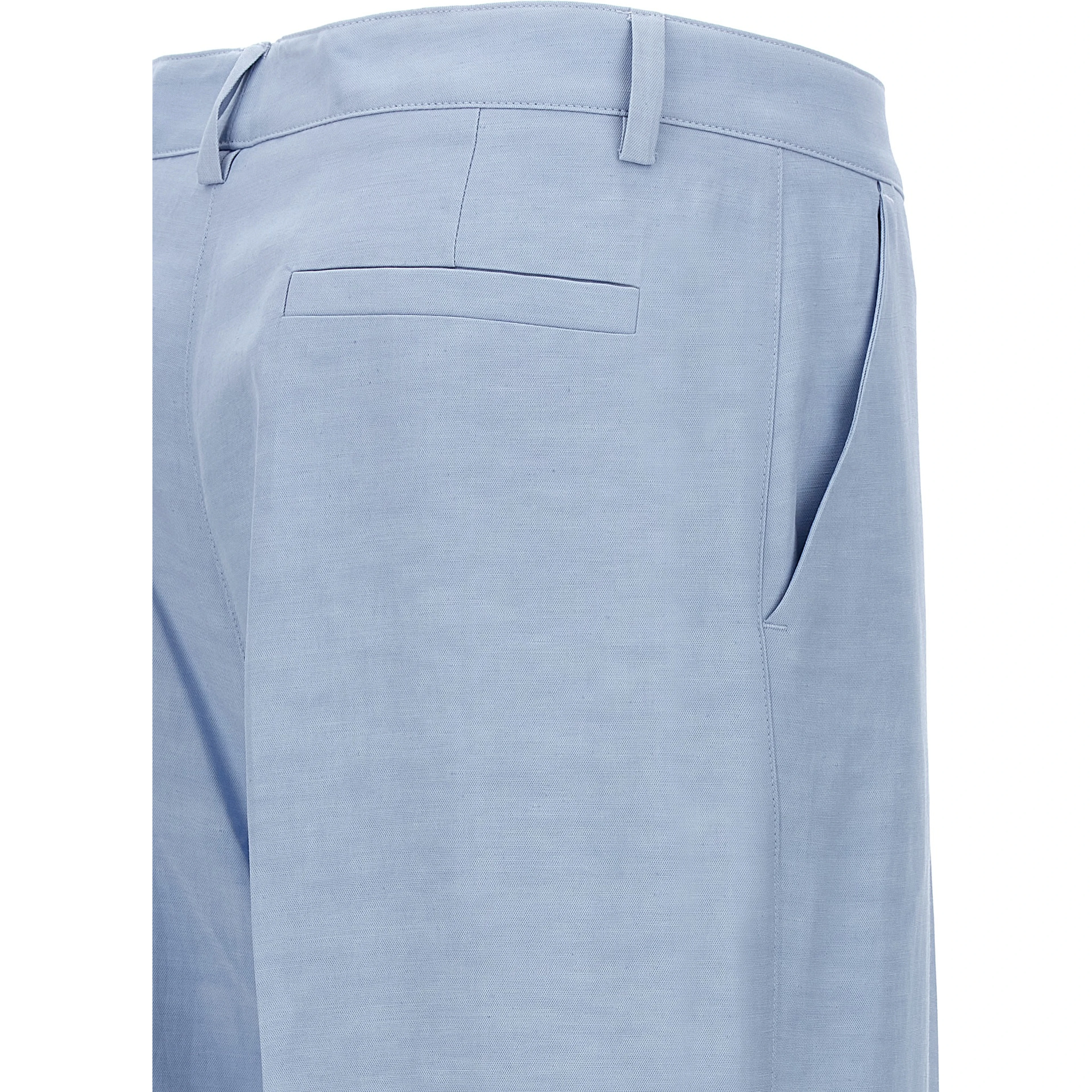 Blue Viscose Casual Pants