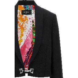 Black Polyester Full-Length Jacket