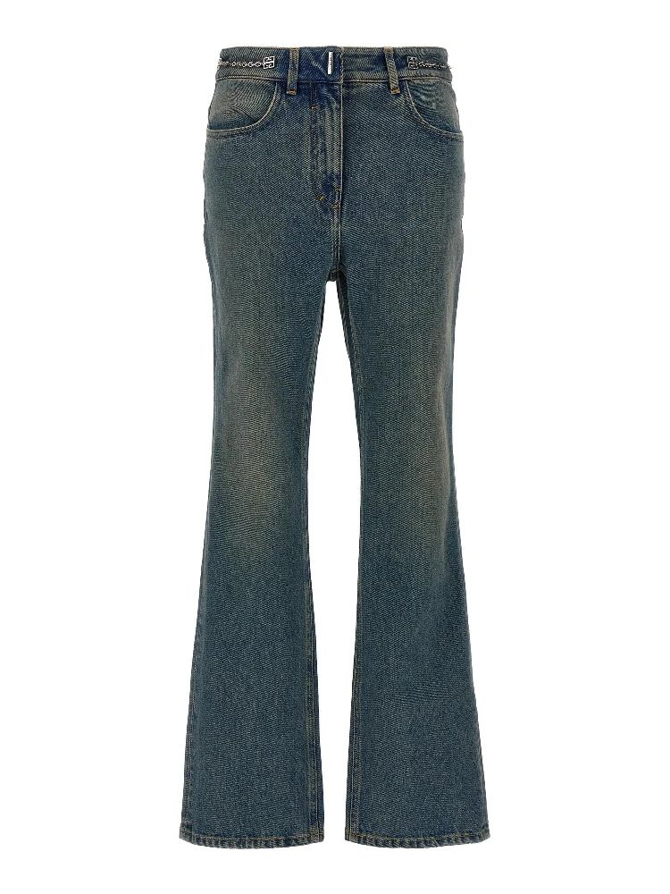 Blue Cotton Bootcut Jeans