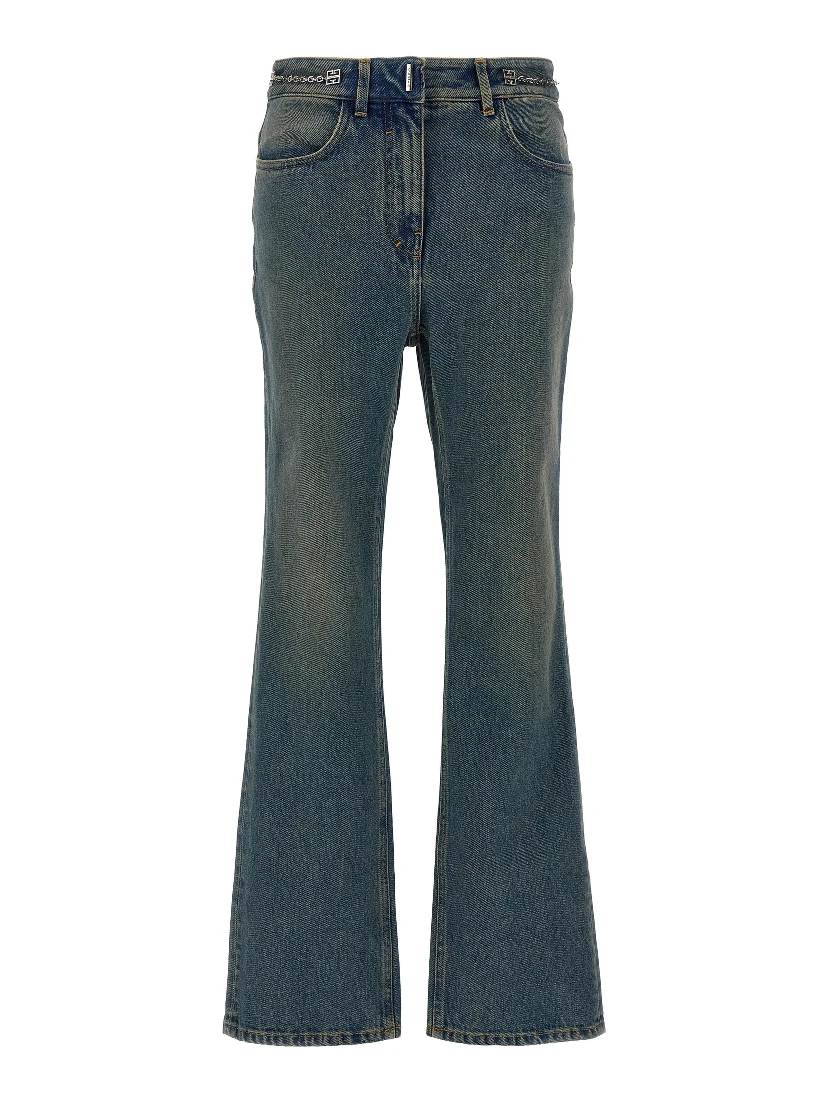 Blue Cotton Bootcut Jeans