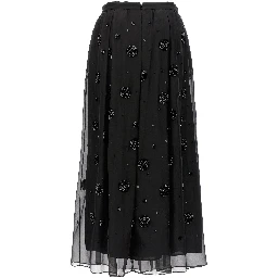 Black Silk Midi Skirt