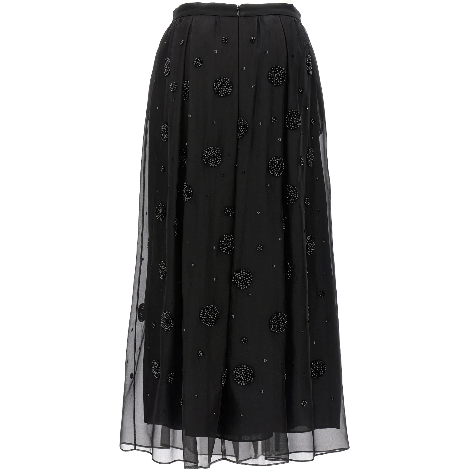 Black Silk Midi Skirt