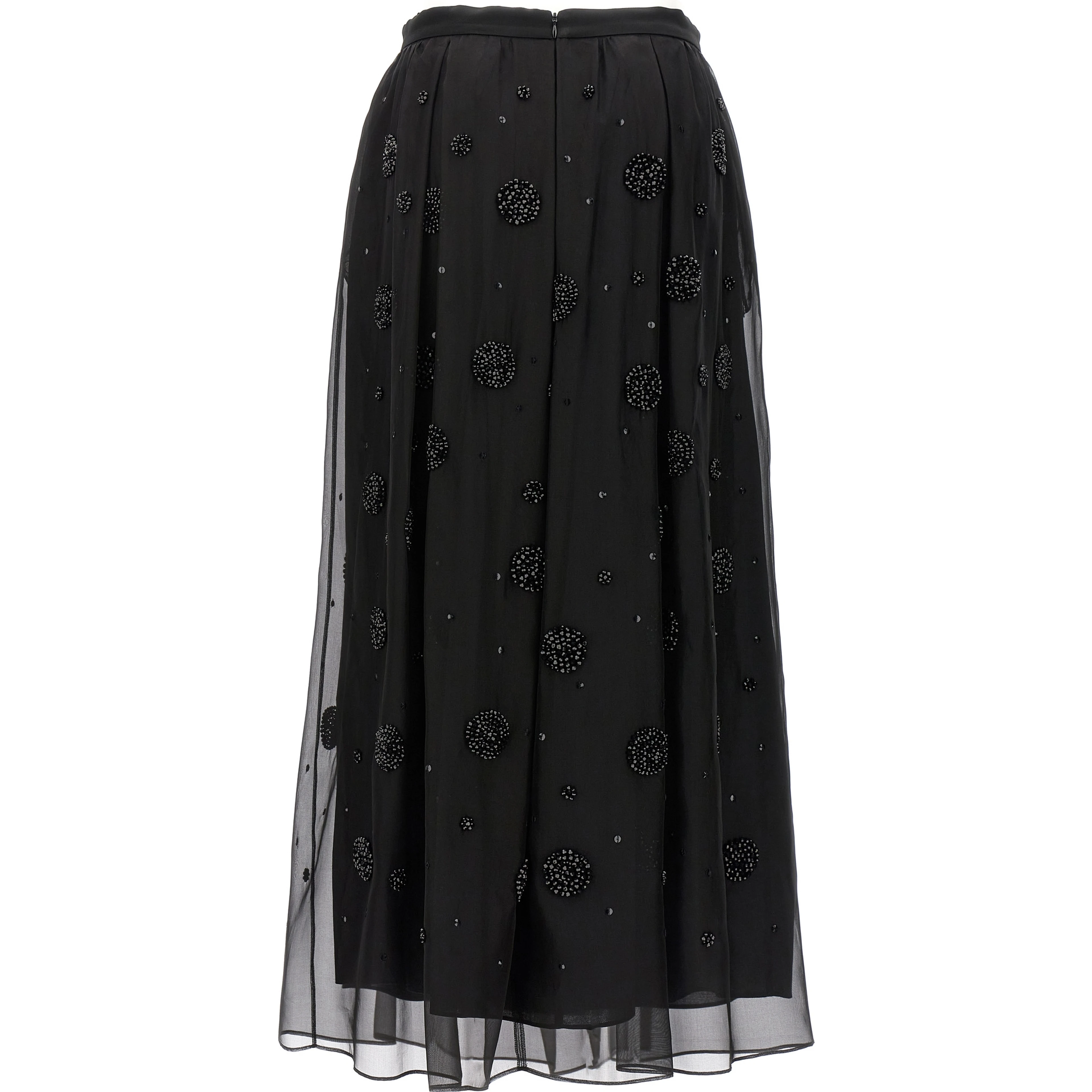 Black Silk Midi Skirt