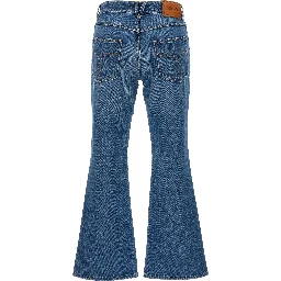 Blue Cotton Flared Jeans