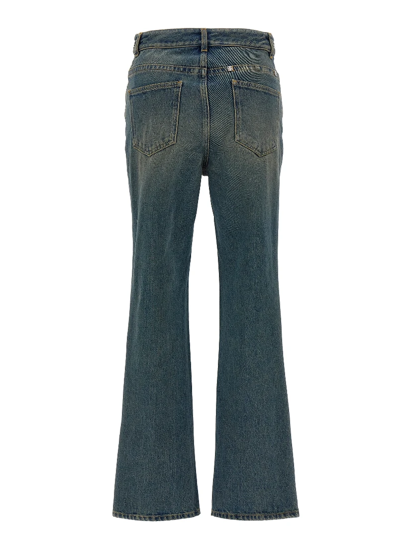 Blue Cotton Bootcut Jeans