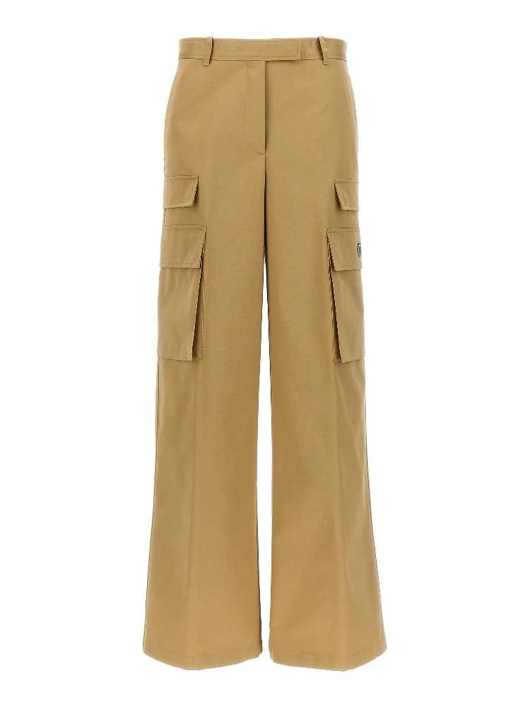 Beige Cotton Cargo Pants