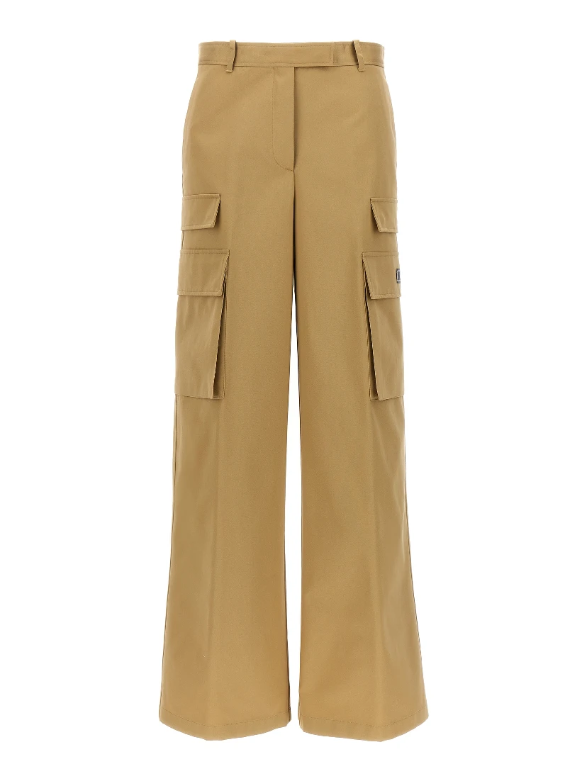 Beige Cotton Cargo Pants