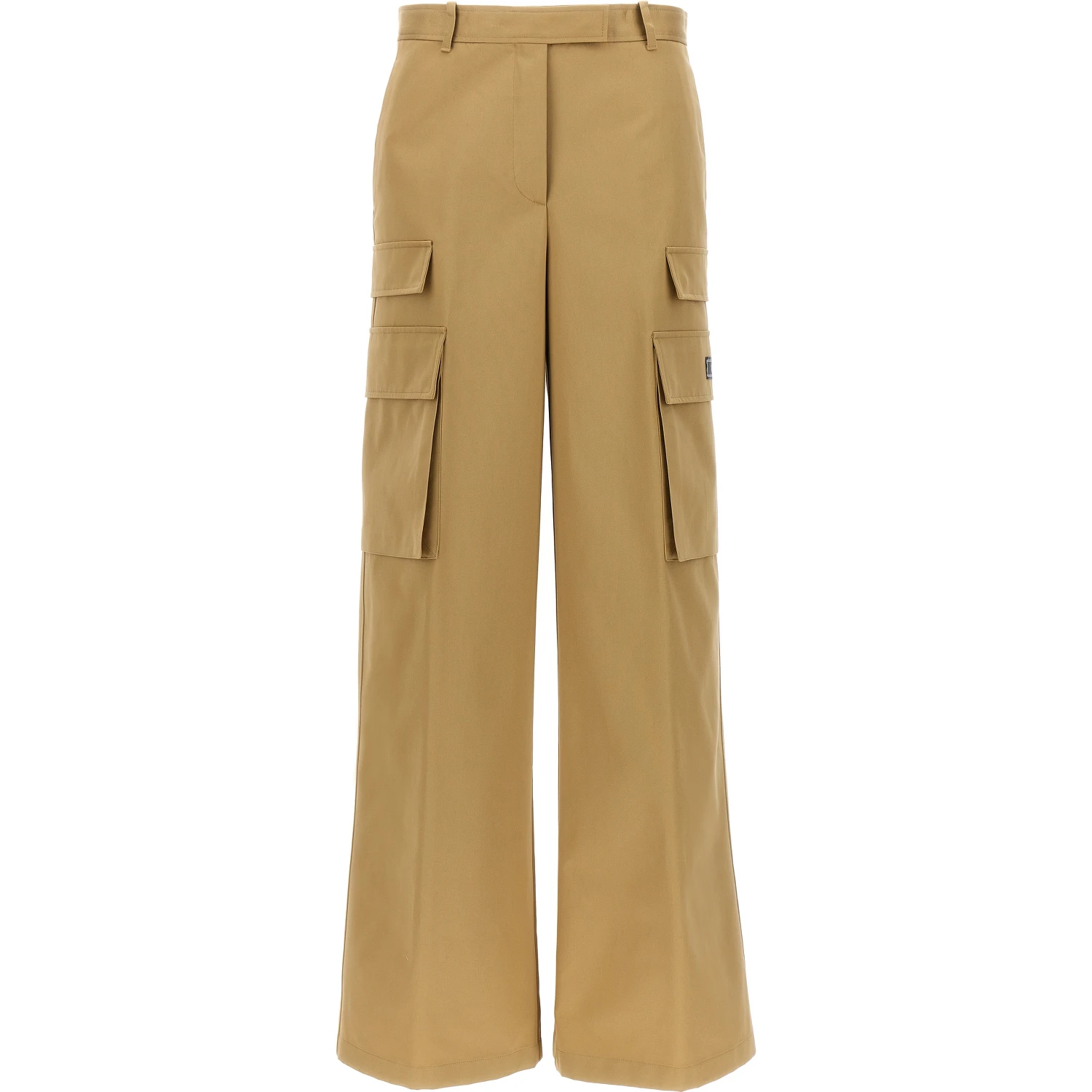 Beige Cotton Cargo Pants