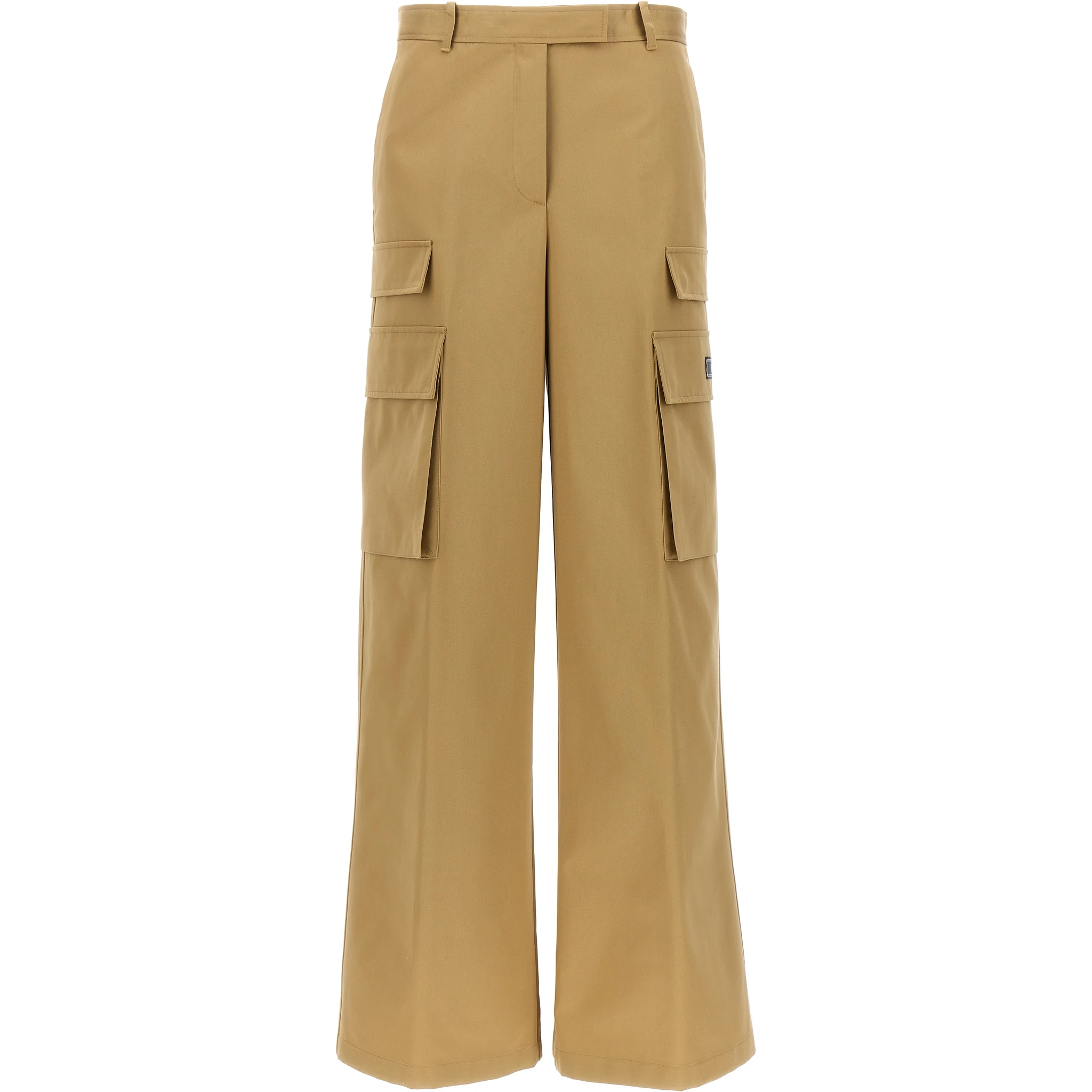Beige Cotton Cargo Pants