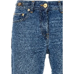 Blue Cotton Flared Jeans