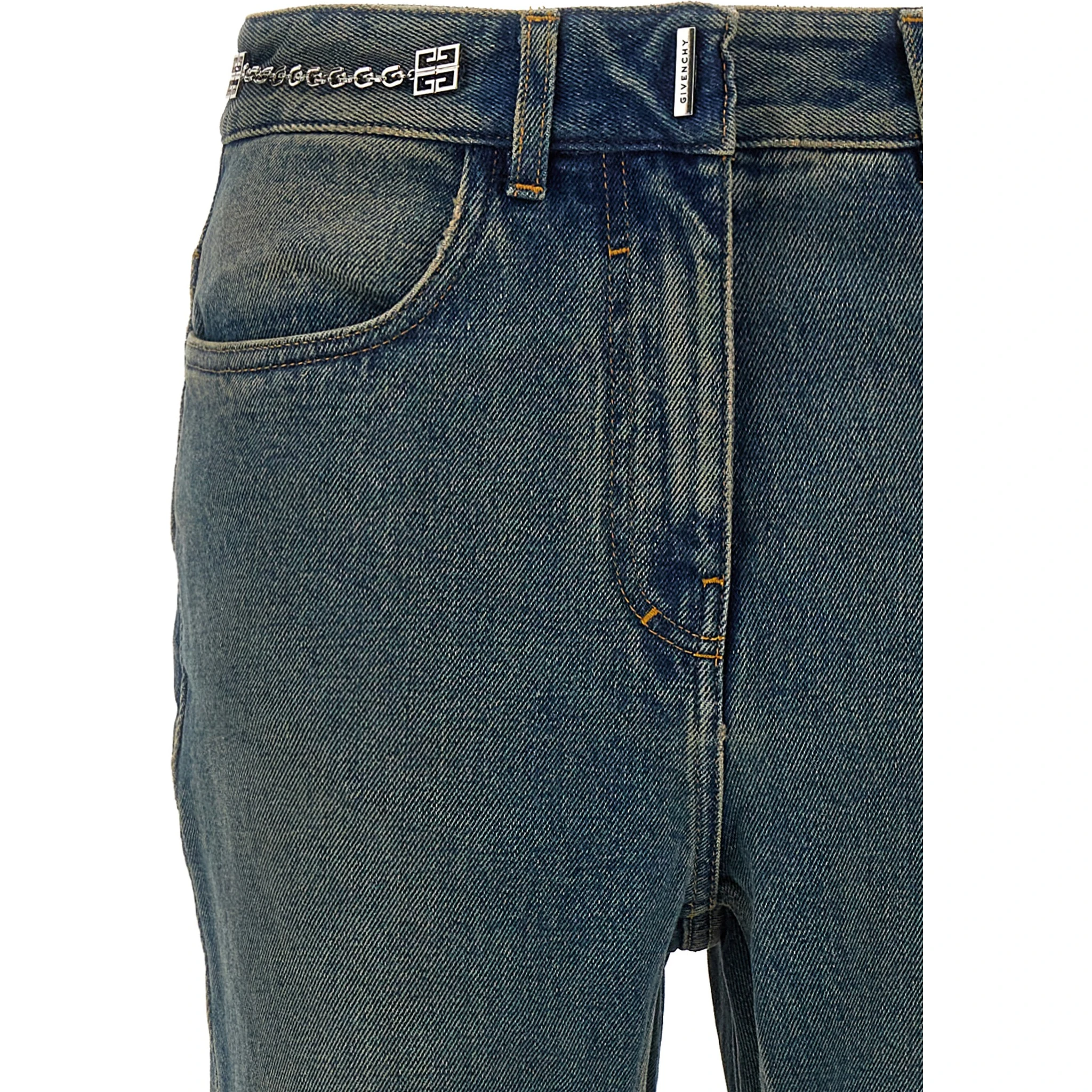 Blue Cotton Bootcut Jeans