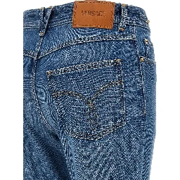 Blue Cotton Flared Jeans