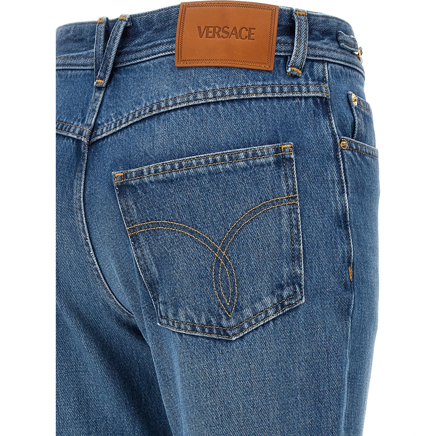 Blue Cotton Flared Jeans