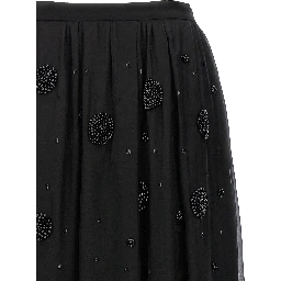 Black Silk Midi Skirt