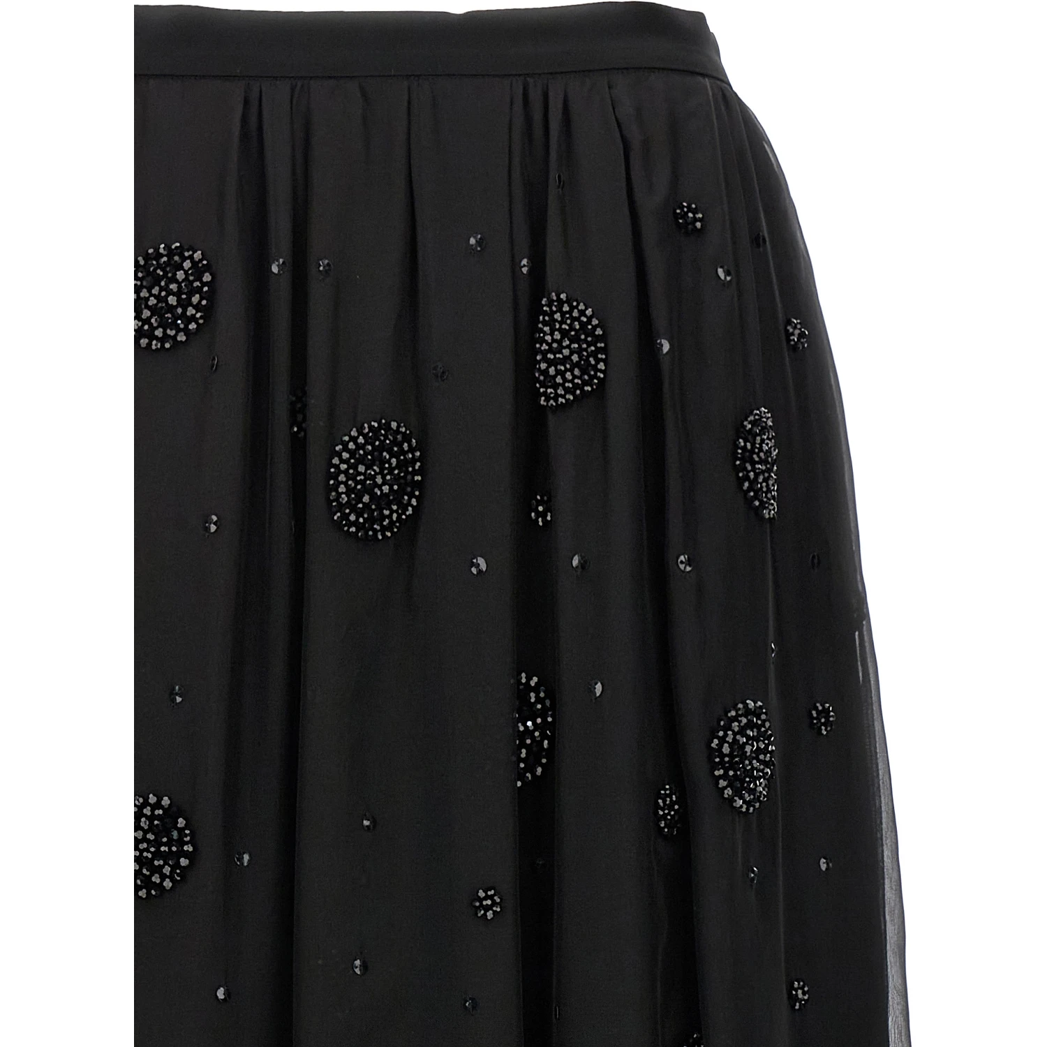 Black Silk Midi Skirt