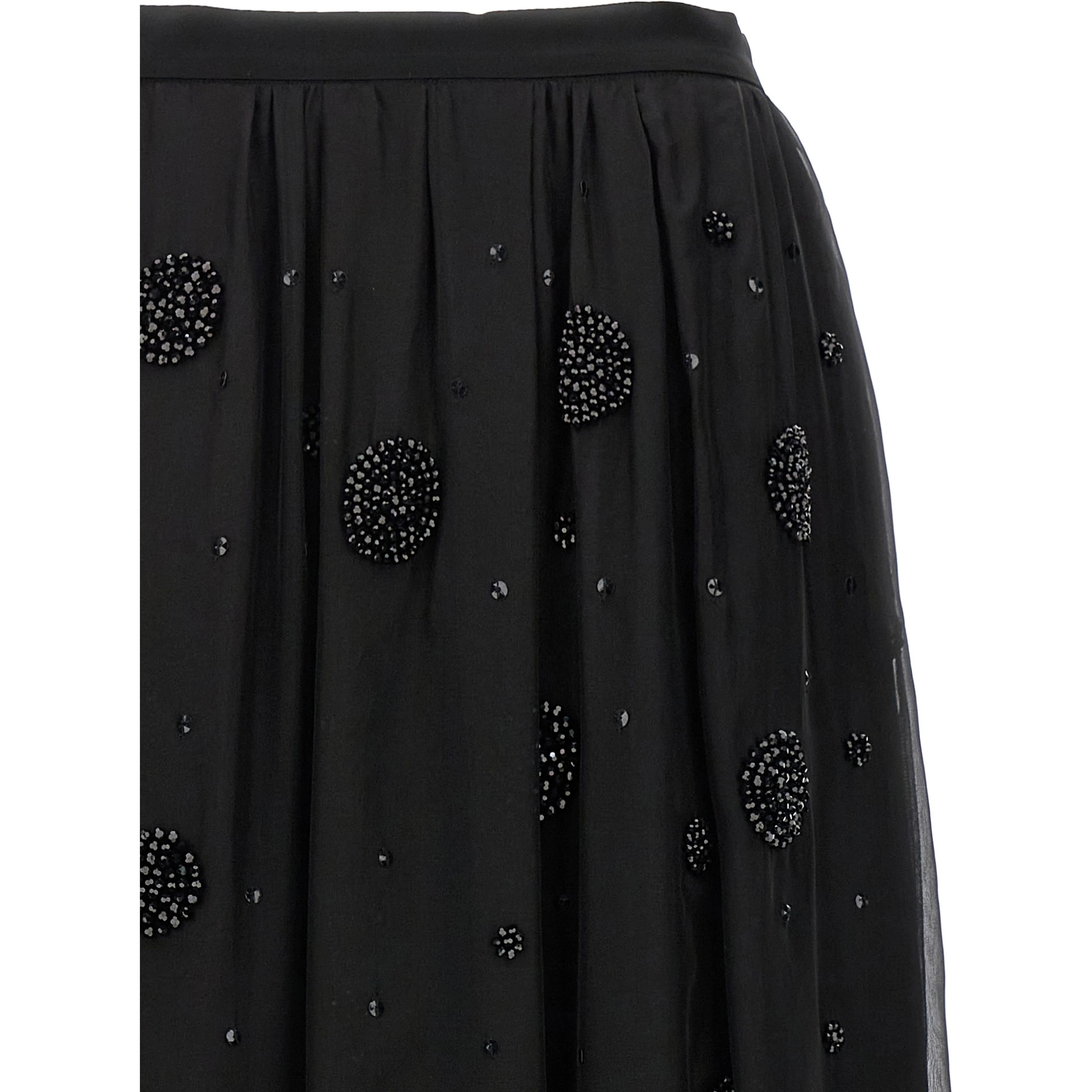 Black Silk Midi Skirt