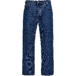 Blue Cotton Straight-Leg Jeans