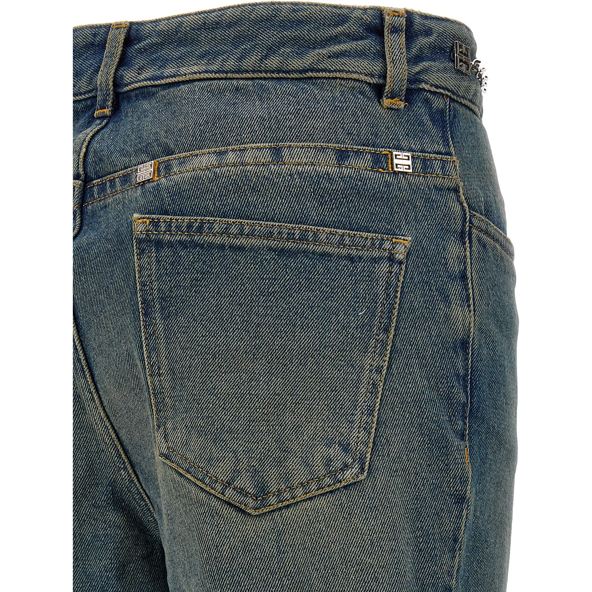 Blue Cotton Bootcut Jeans