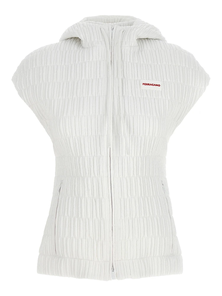 White Polyamide Sleeveless Jacket
