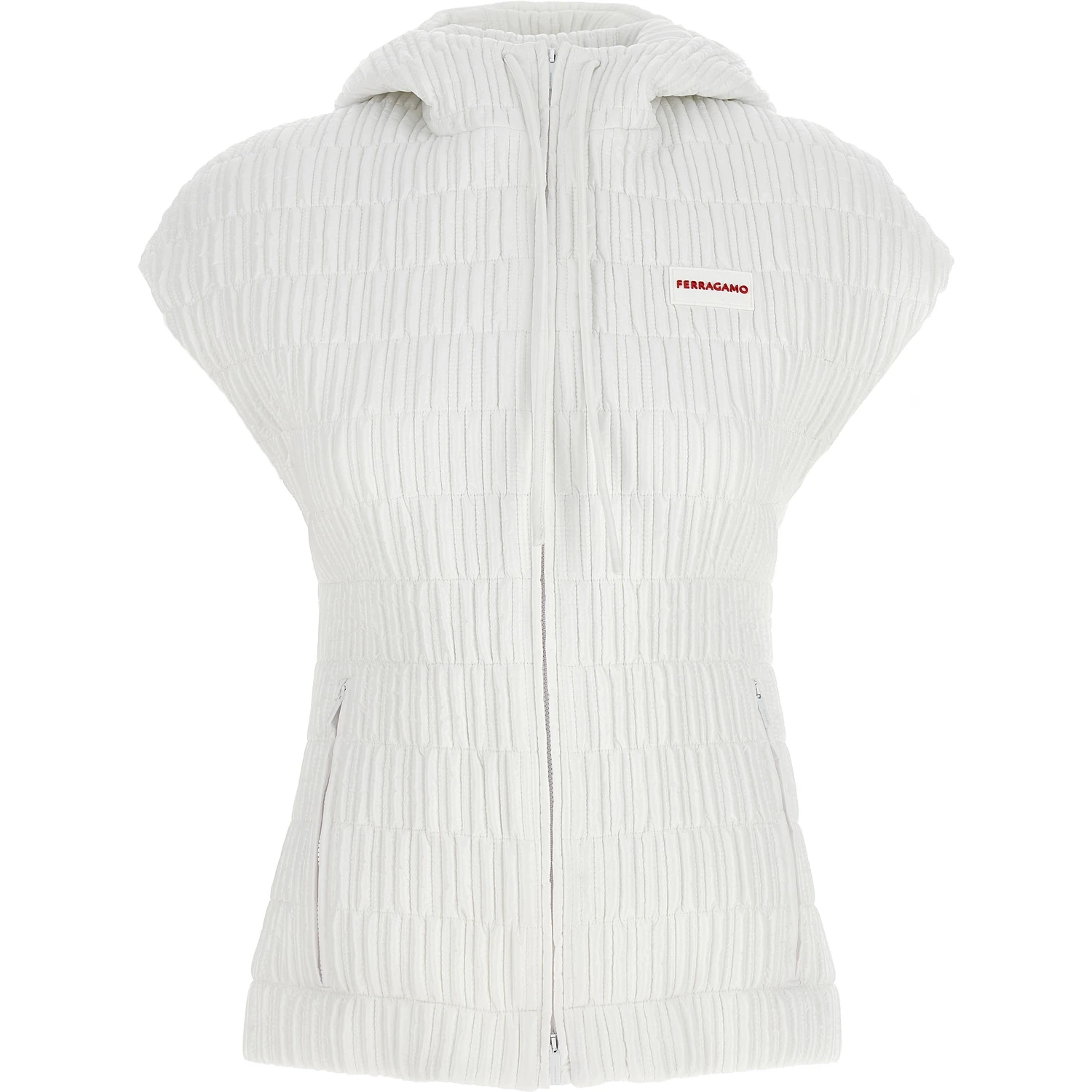 White Polyamide Sleeveless Jacket